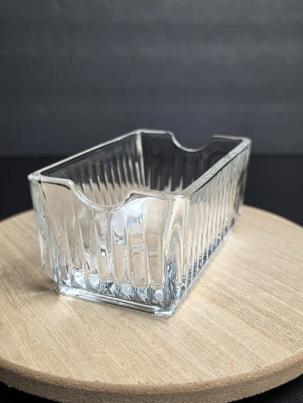 Libbey Sugar Sweetner Creamer Packet Holder Ribbed Glass 4